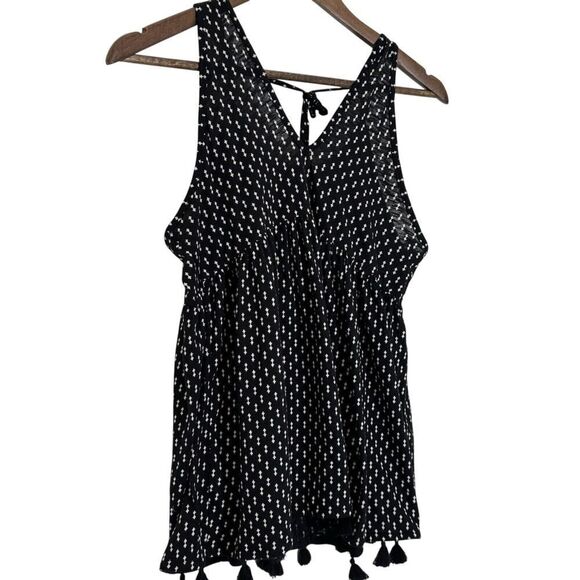 M Black Sleeveless Tank Y2K Babydoll Romantic Whimsigoth Empire Boho Fairy - Picture 1 of 9
